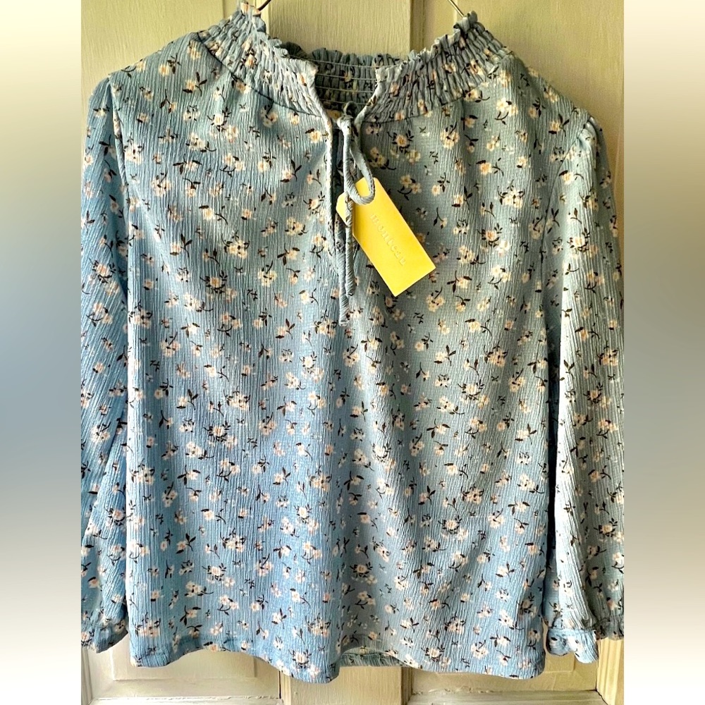 NWT Beautiful light blue floral top